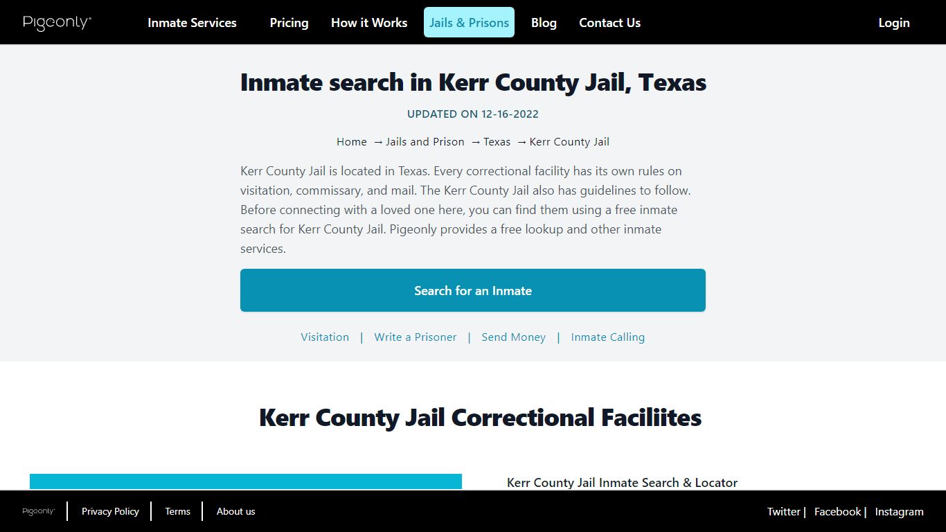 Inmate Search Kerr County Jail, Texas | Pigeonly