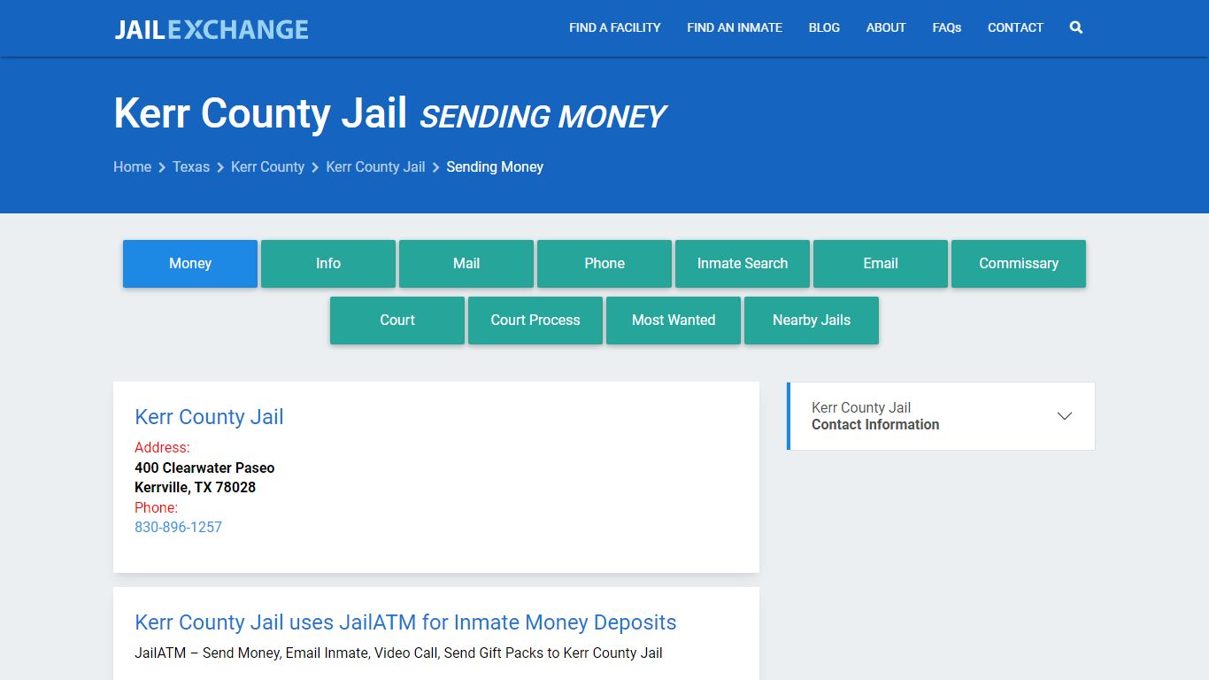 Send Money to Inmate - Kerr County Jail, TX - Jail Exchange